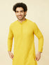 Manyavar Candlelight Yellow Floral Patterned Sequined Chikankari Kurta Set