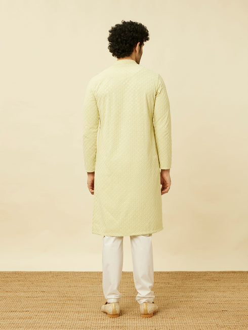 Manyavar Tea Green Chikankari Embroidered Kurta Set