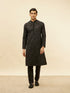 Manyavar Kohl Black Botanical Embroidered Kurta Set