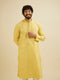 Manyavar Buttercup Yellow Bel Buti Patterned Kurta Set