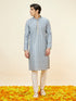 Manyavar Silver Grey Floral Jaal Patterned Kurta Set