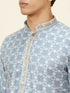 Manyavar Silver Grey Floral Jaal Patterned Kurta Set