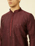 Manyavar Windsor Wine Floral String Patterned Kurta Set