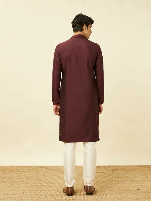 Manyavar Windsor Wine Floral String Patterned Kurta Set