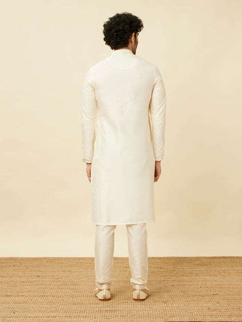 Manyavar Off White Diamond Patterned Kurta Set