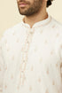 Manyavar Light Cream Thread Embroidered Kurta Pajama