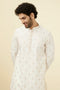 Manyavar Light Cream Thread Embroidered Kurta Pajama