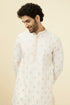 Manyavar Light Cream Thread Embroidered Kurta Pajama