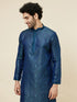 Manyavar Cobalt Blue Medallion Patterned Kurta Set