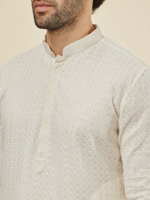 Manyavar Jasmine White Chikankari Embroidered Kurta Set