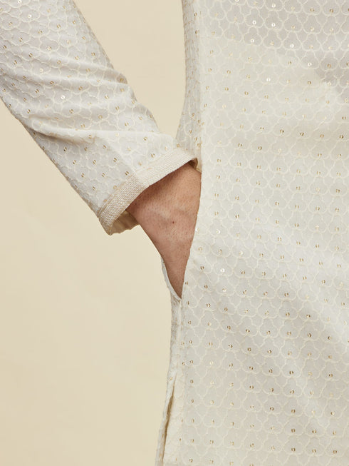Manyavar Jasmine White Chikankari Embroidered Kurta Set