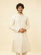 Manyavar Pristine White Self Patterned Kurta Set