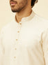 Manyavar Pristine White Self Patterned Kurta Set