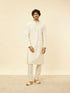 Manyavar Pristine White Self Patterned Kurta Set
