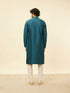 Manyavar Teal Green Self Patterned Kurta Set
