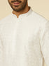 Manyavar White Self Patterned Kurta Set