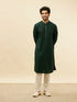 Manyavar Empire Green Lattice Embroidered Kurta