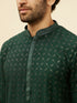 Manyavar Empire Green Lattice Embroidered Kurta