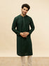 Manyavar Empire Green Lattice Embroidered Kurta