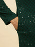 Manyavar Forest Green Chikankari Embroidered Sequined Kurta Set