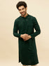 Manyavar Forest Green Chikankari Embroidered Sequined Kurta Set