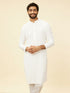 Manyavar Star White Chikankari Embroidered Sequinned Kurta Set