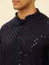 Manyavar Midnight Blue Sequined Kurta Set