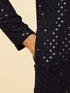 Manyavar Midnight Blue Sequined Kurta Set