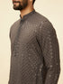 Manyavar Ash Grey Chikankari Embroidered Sequinned Kurta Set