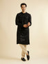 Manyavar Midnight Black Chikankari Embroidered Sequinned Kurta Set