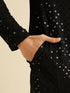 Manyavar Midnight Black Chikankari Embroidered Sequinned Kurta Set