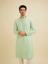 Manyavar Light Mid Green Chikankari Embroidered Sequinned Kurta Set