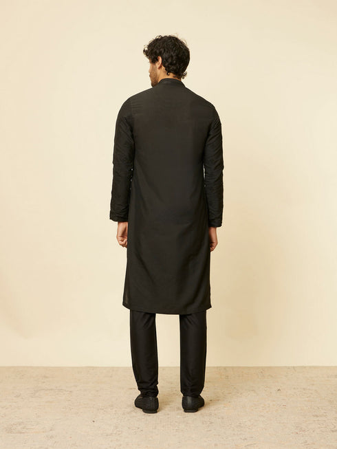 Manyavar Kohl Black Self Patterned Kurta Set