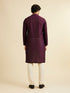 Manyavar Dark Purple Jaal Patterned Kurta Set with Rhinestones