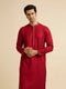 Manyavar Red Medallion Patterned Kurta Set with Rhinestones