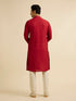Manyavar Red Medallion Patterned Kurta Set with Rhinestones