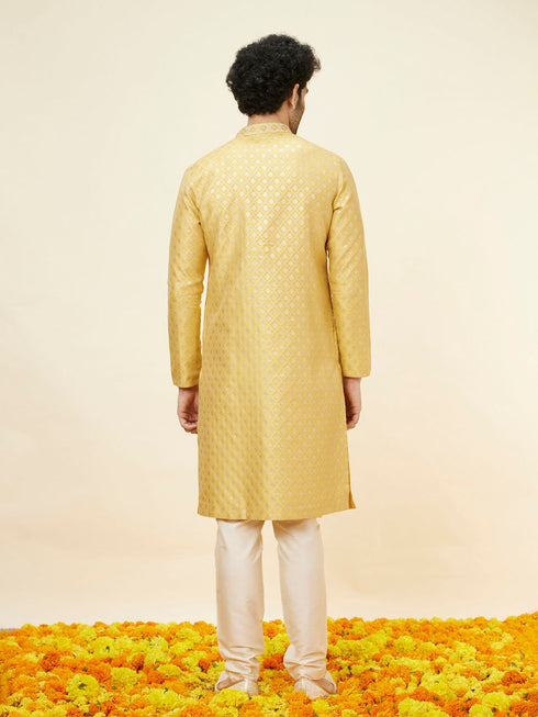 Manyavar Canary Yellow Buta Patterned Kurta Set