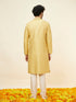 Manyavar Canary Yellow Buta Patterned Kurta Set