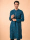 Manyavar Teal Blue Elegance Kurta Pajama
