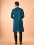 Manyavar Teal Blue Elegance Kurta Pajama