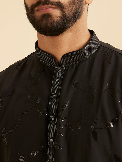 Manyavar Elegant Black Kurta Pajama