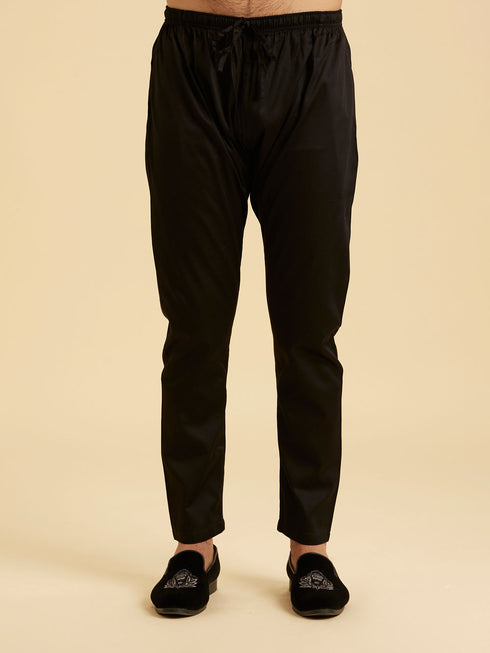 Manyavar Elegant Black Kurta Pajama