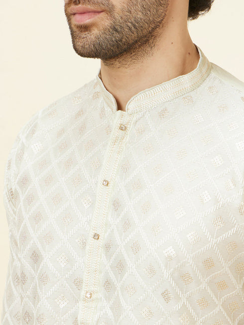 Manyavar Pastel Green Kolam Motif Kurta Set