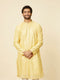 Manyavar Sunny Yellow Grid Patterned Kurta Set