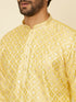 Manyavar Sunny Yellow Grid Patterned Kurta Set