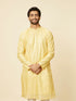 Manyavar Sunny Yellow Grid Patterned Kurta Set