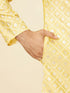 Manyavar Sunny Yellow Grid Patterned Kurta Set