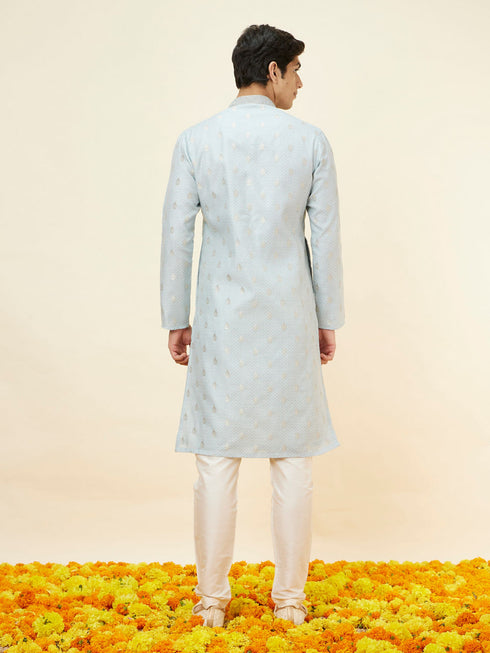 Manyavar Powder Blue Buta Motif Kurta Set