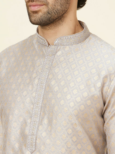 Manyavar Light Lilac Buta Motif Kurta Set