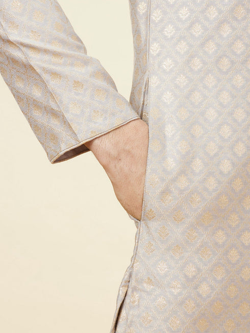 Manyavar Light Lilac Buta Motif Kurta Set